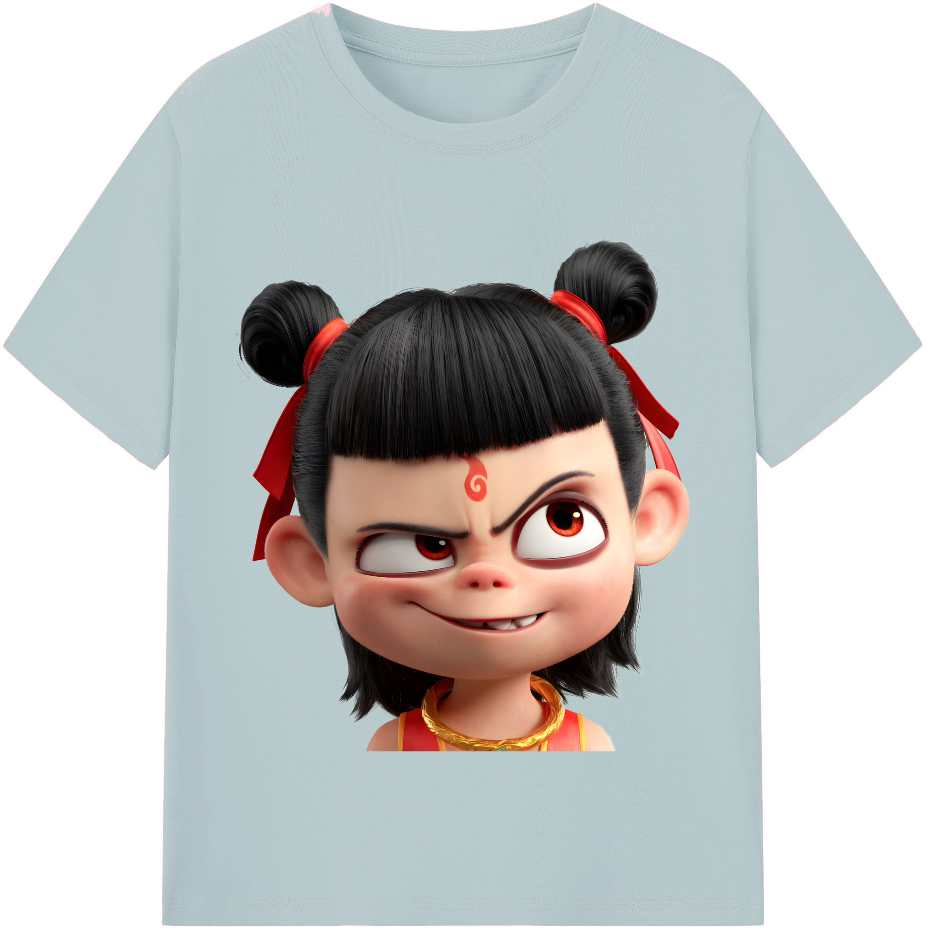 （画像用） Ne Zha 2 ナタ 魔童の大暴れ 綿100％半袖Tシャツ（フロントプリント）